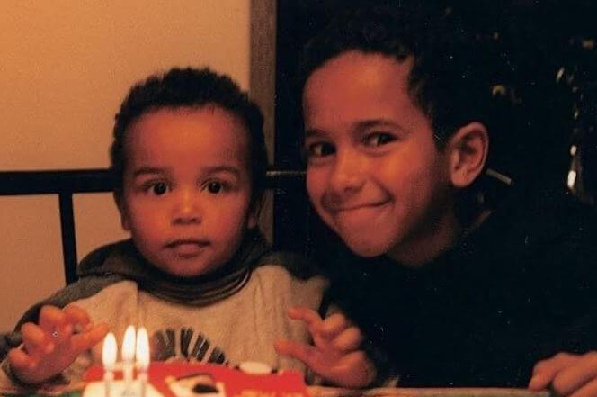 Samantha Lockhart's half-brother, Lewis Hamilton, with his stepbrother, Nicholas Hamilton.